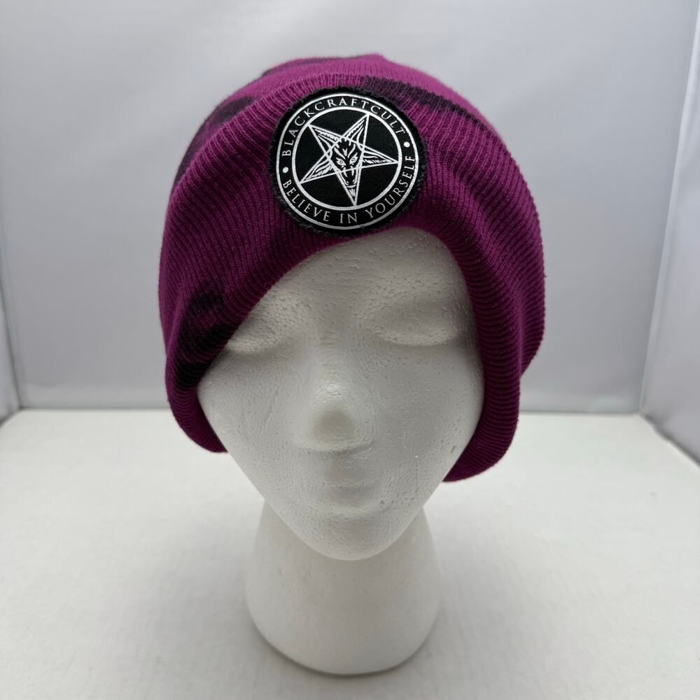 Black Craft Cult Beanie Hat Purple Black Tie Dye Believe In Yourself